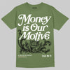 Travis Scott x Jordan 1 Medium Olive DopeSkill Olive T-shirt Money Is Our Motive Typo Graphic Streetwear