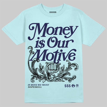 Dunk Low GS “Glacier Blue” DopeSkill Chambray T-shirt Money Is Our Motive Typo Graphic Streetwear