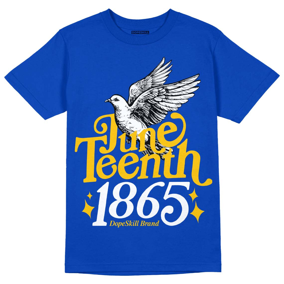 Jordan 14 “Laney” DopeSkill Varsity Royal T-Shirt Juneteenth 1865 Graphic Streetwear