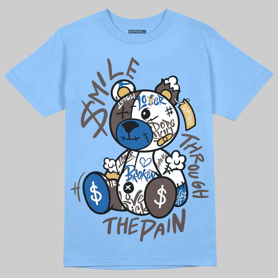 Adidas Handball Spezial ‘Light Blue’ DopeSkill T-Shirt Smile Through The Pain Graphic Streetwear - carolina Blue