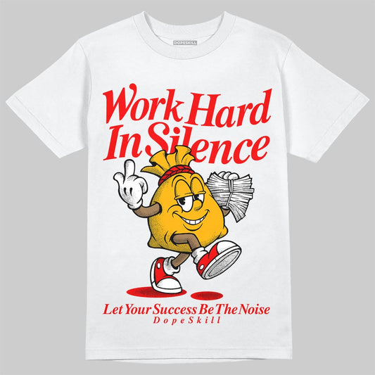 Red Sneakers DopeSkill T-Shirt Work Hard In Silence Graphic Streetwear - White