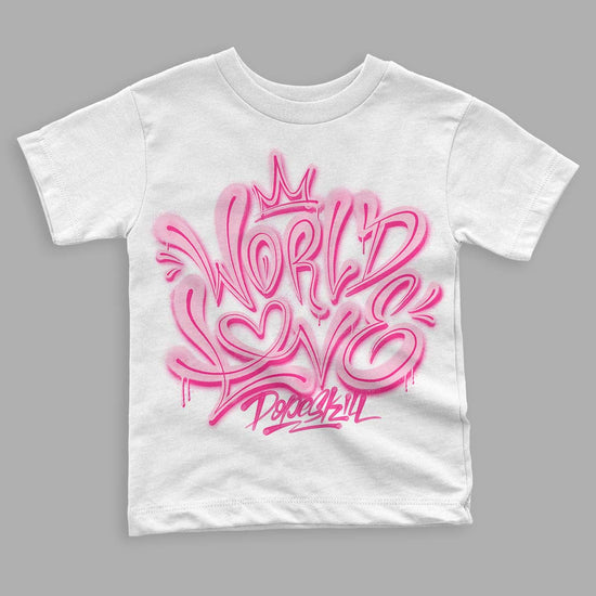 Dunk Low LX Pink Foam DopeSkill Toddler Kids T-shirt World Love Graphic Streetwear - White