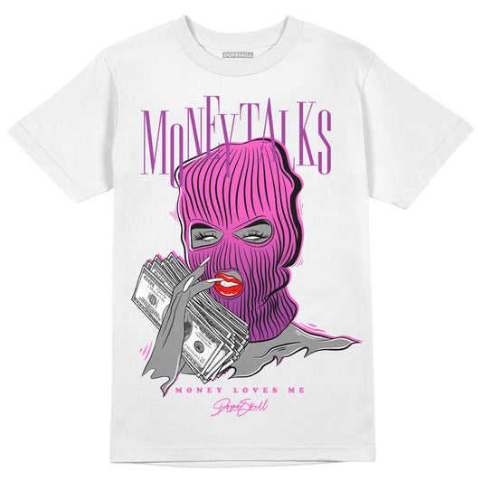 Jordan 4 GS “Hyper Violet” DopeSkill T-Shirt Money Talks Graphic Streetwear - White