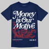 Jordan 6 Retro 'White And Midnight Navy' DopeSkill Navy T-shirt Money Is Our Motive Typo Graphic Streetwear