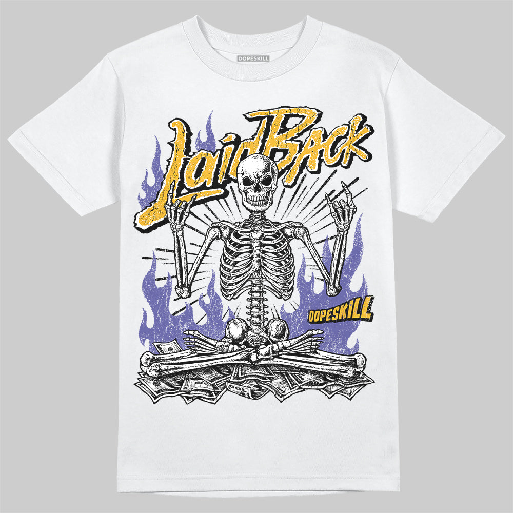 Jordan 4 Retro Lakers DopeSkill T-Shirt Laid Back Graphic Streetwear - White