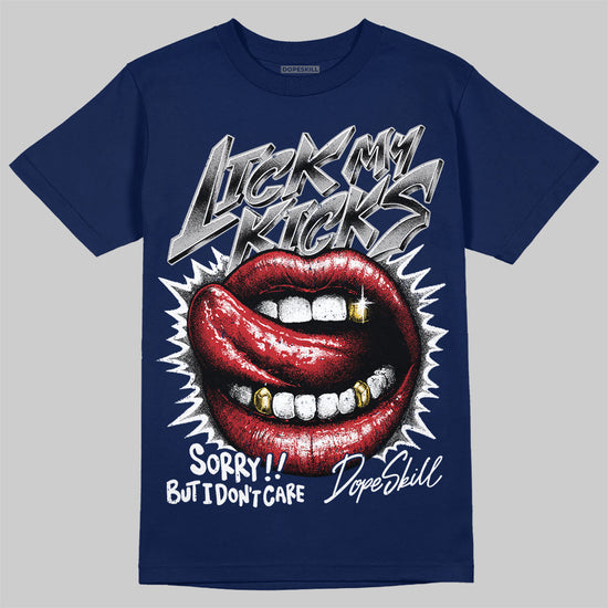 Jordan 4 SB “Summit White/Navy” DopeSkill T-Shirt Lick My Kicks Graphic Streetwear - navy