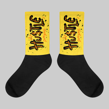 Black Tour Yellow AJ 4 Thunder DopeSkill Sublimated Socks Hustle Graphic