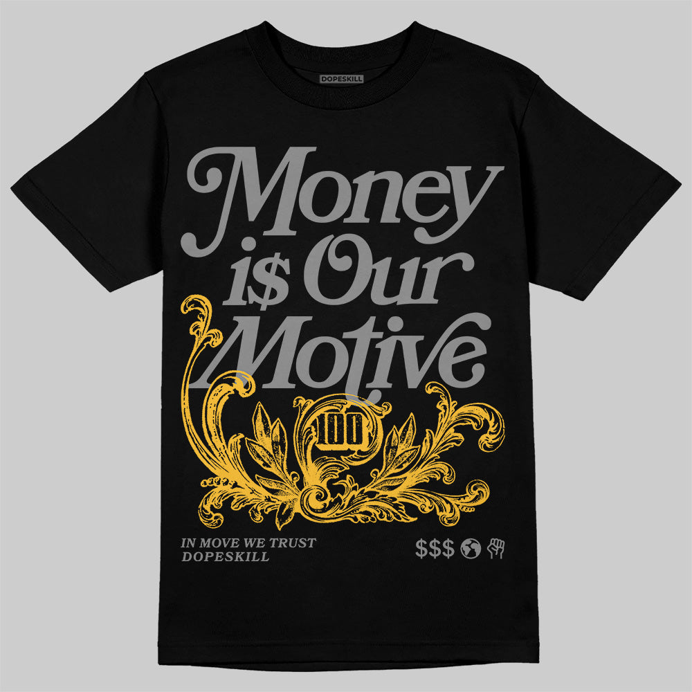 New Balance 9060 Varsity Gold (GS) DopeSkill T-Shirt Money Is Our Motive Typo Graphic Streetwear - Black