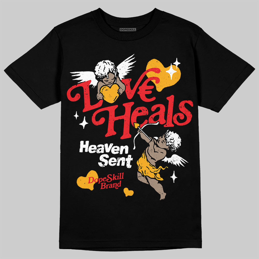 Red Sneakers DopeSkill T-Shirt New Love Heals Graphic Streetwear - Black