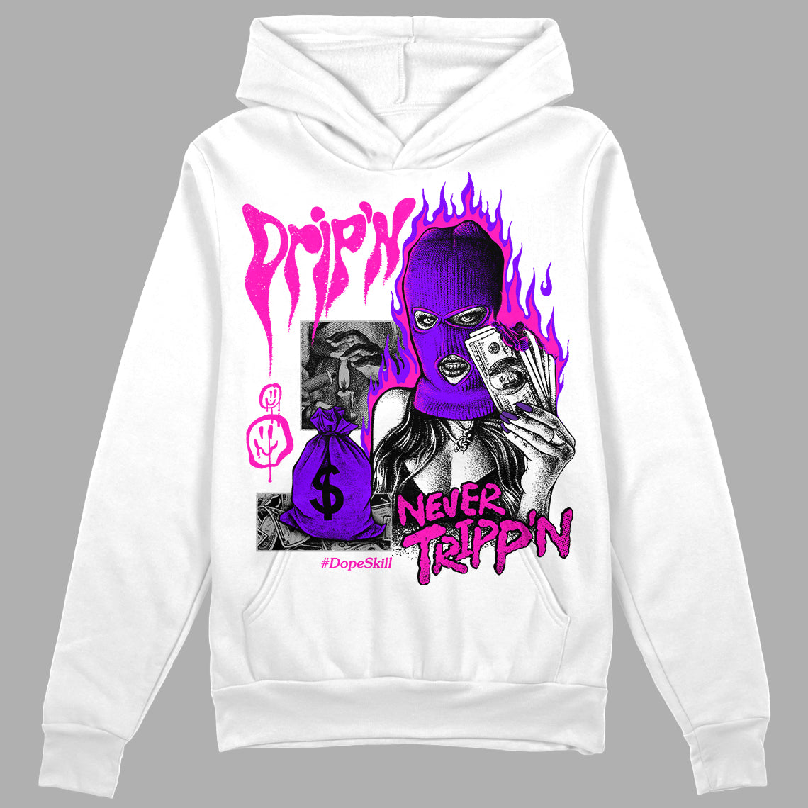 Dunk Low GS “Active Fuchsia” DopeSkill Hoodie Sweatshirt Drip'n Never Tripp'n Graphic Streetwear - White