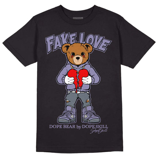 Jordan 5 Retro Low Indigo Haze DopeSkill T-Shirt Fake Love Graphic Streetwear  - Black