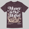 A Ma Maniére x Air Jordan 3 Black Violet Ore DopeSkill Maroon T-shirt Money Is Our Motive Typo Graphic Streetwear