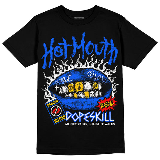 Royal Blue Sneakers DopeSkill T-Shirt Hot Mouth Graphic Streetwear - black