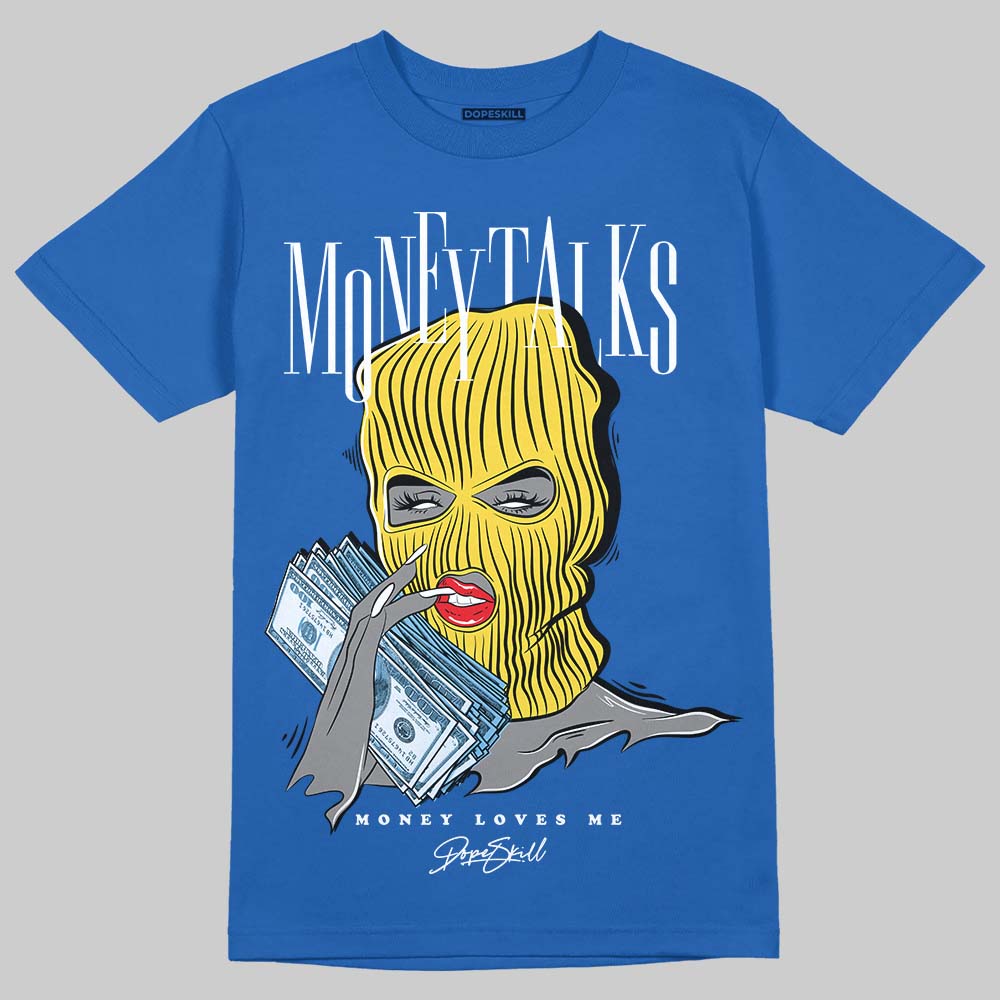 Air Foamposite One “International Blue” DopeSkill Royal T-shirt Money Talks Graphic Streetwear 