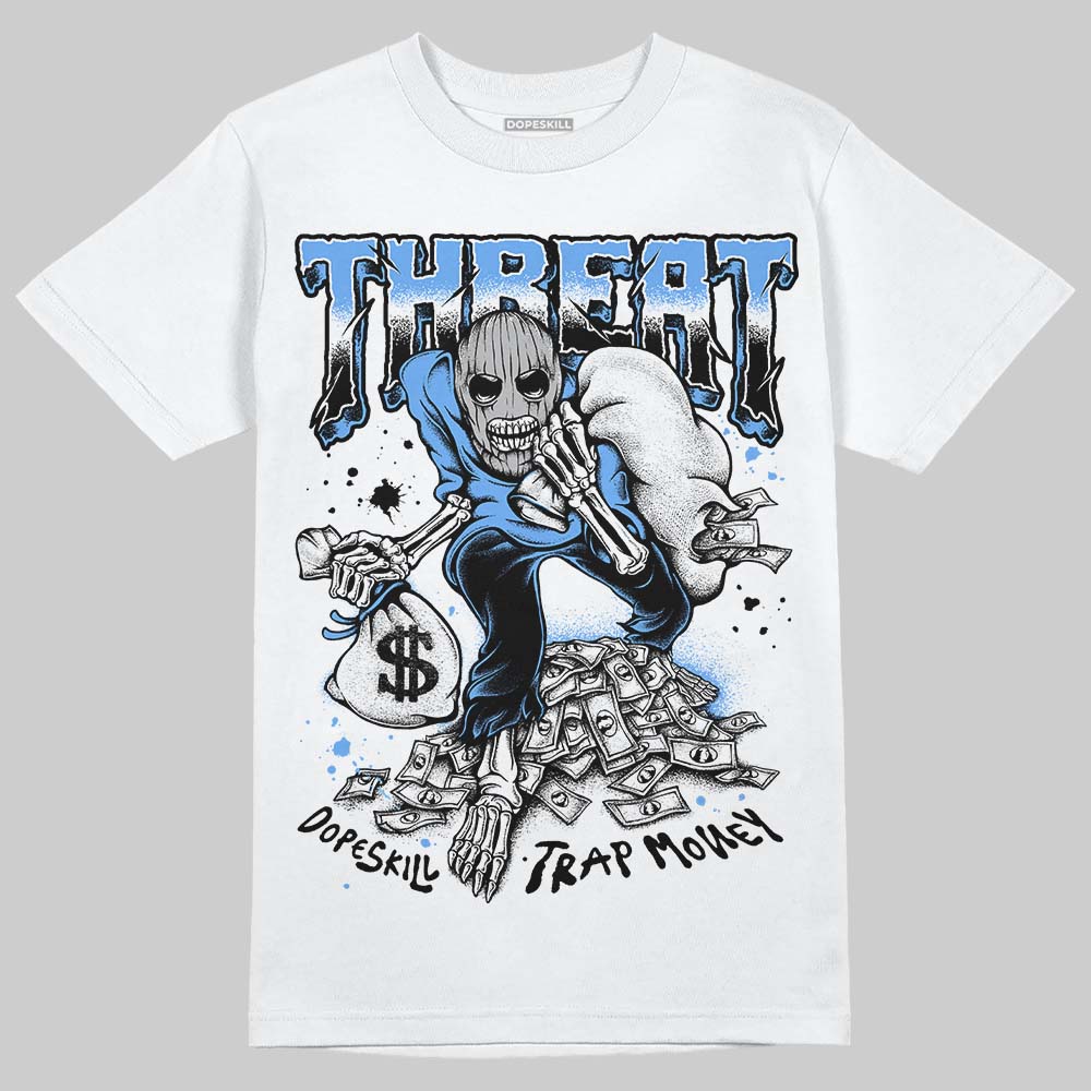 Jordan 5 Black University Blue DopeSkill T-Shirt Threat Graphic Streetwear - White