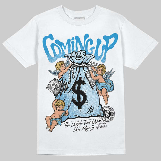 Jordan 4 Denim “Worn Blue” DopeSkill T-Shirt Money Bag Coming Up Graphic Streetwear - White