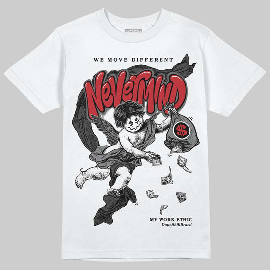 Jordan 4 “Black Cat” (2025) DopeSkill T-Shirt Nevermind Graphic Streetwear - White
