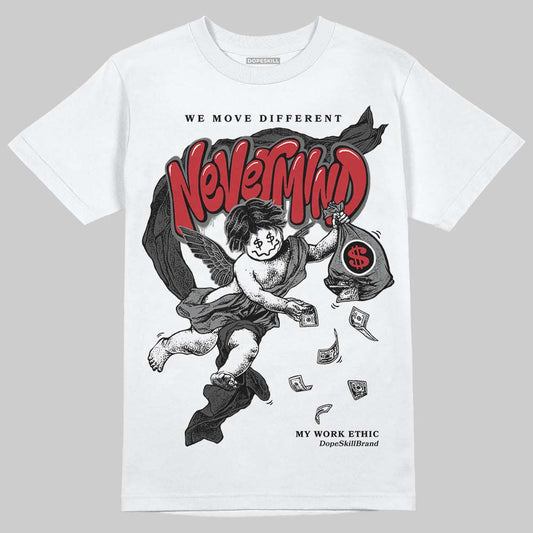 Jordan 4 “Black Cat” (2025) DopeSkill T-Shirt Nevermind Graphic Streetwear - White