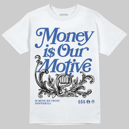 Jordan 1 Low Travis Scott x Fragment DopeSkill T-Shirt Money Is Our Motive Typo Graphic Streetwear - White