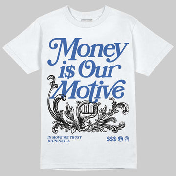 Jordan 1 Low Travis Scott x Fragment DopeSkill T-Shirt Money Is Our Motive Typo Graphic Streetwear - White