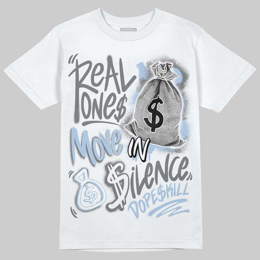 New Balance Abzorb 2000 “Silver/Blue” DopeSkill T-Shirt Real Ones Move In Silence Graphic Streetwear - White