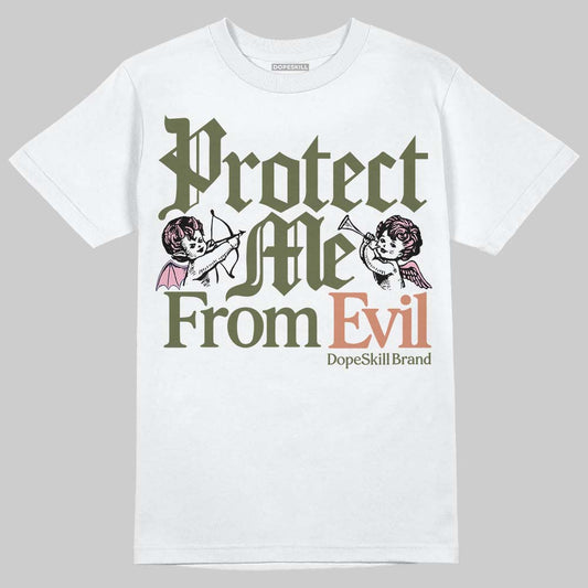SB Dunk Low Pro x Arts-Rec Skateshop Rust Pink and Rough Green DopeSkill T-Shirt Protect Me From Evil Graphic Streetwear - White 