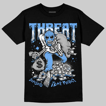 Jordan 5 Black University Blue DopeSkill T-Shirt Threat Graphic Streetwear - Black