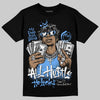 Jordan 5 Black University Blue DopeSkill T-Shirt All Hustle No Luck Graphic Streetwear - black