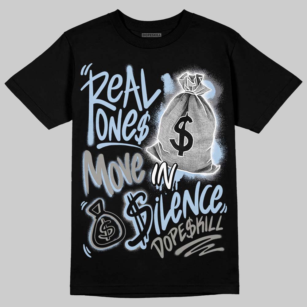 New Balance Abzorb 2000 “Silver/Blue” DopeSkill T-Shirt Real Ones Move In Silence Graphic Streetwear - Black