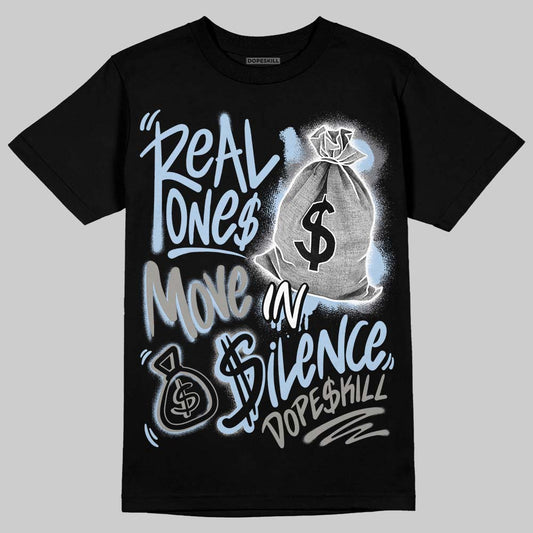 New Balance Abzorb 2000 “Silver/Blue” DopeSkill T-Shirt Real Ones Move In Silence Graphic Streetwear - Black