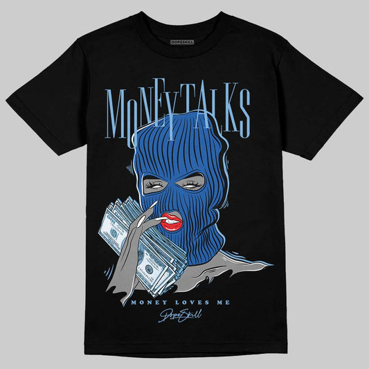 Air Foamposite One “International Blue” DopeSkill T-Shirt Money Talks Graphic Streetwear - Black