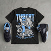 Black University Blue 5s DopeSkill T-Shirt Threat Graphic