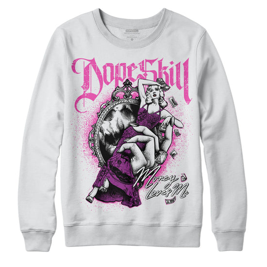 Jordan 4 GS “Hyper Violet” DopeSkill Sweatshirt Money Loves Me Graphic Streetwear - White