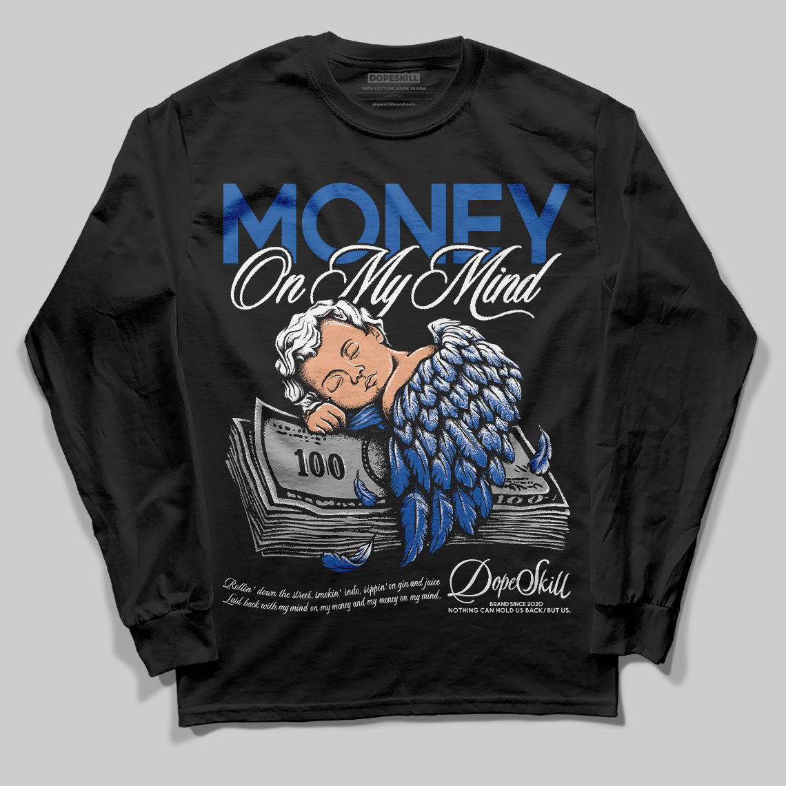 Jordan 12 “Blueberry” DopeSkill Long Sleeve T-Shirt MOMM Graphic Streetwear - Black