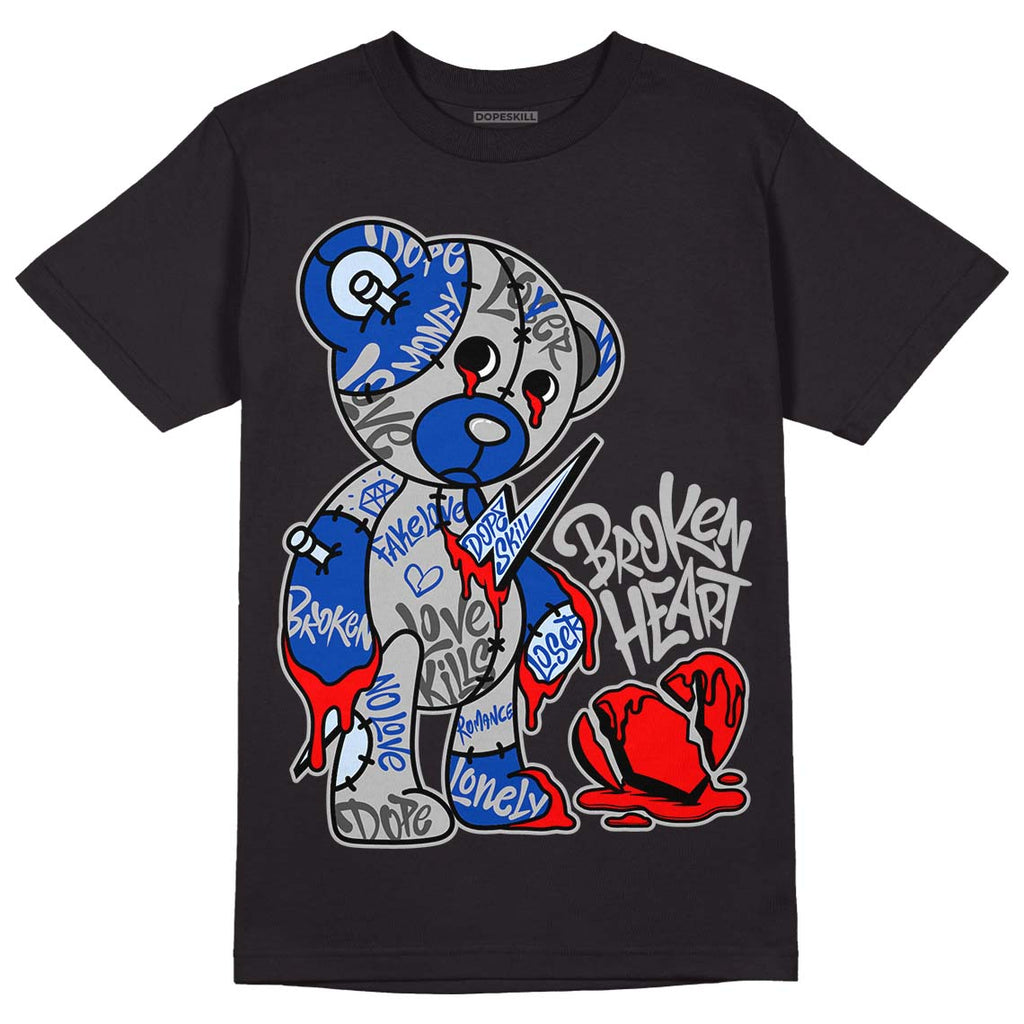 Jordan 5 Racer Blue DopeSkill T-Shirt Broken Heart Graphic Streetwear - Black