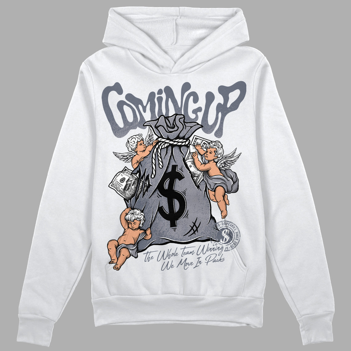 Jordan 14 Retro 'Stealth' DopeSkill Hoodie Sweatshirt Money Bag Coming Up Graphic Streetwear - White