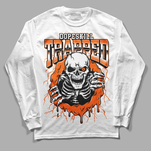 Orange, Black & White Sneakers DopeSkill Long Sleeve T-Shirt Trapped Halloween Graphic Streetwear - White