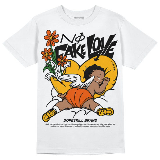 Dunk Low Championship Goldenrod (2021) DopeSkill T-Shirt No Fake Love Graphic Streetwear - White