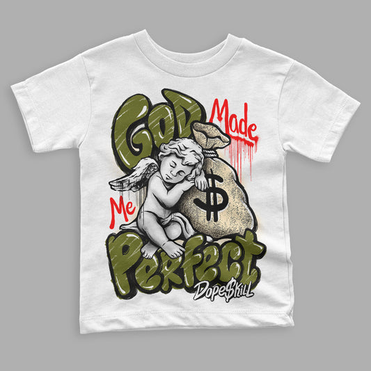 Travis Scott x Jordan 1 Low OG “Olive” DopeSkill Toddler Kids T-shirt God Made Me Perfect Graphic Streetwear - White 