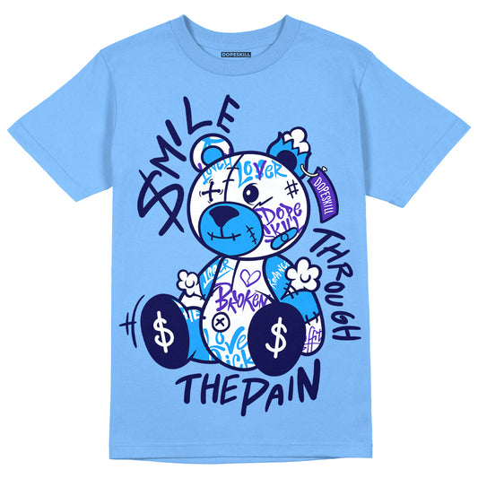 Dunk Low Retro White Polar Blue DopeSkill University Blue T-shirt Smile Through The Pain Graphic Streetwear