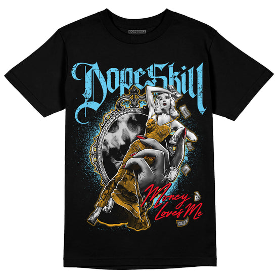 Jordan 1 Mid GS 'Six Championships' DopeSkill T-Shirt Money Loves Me Graphic Streetwear - Black