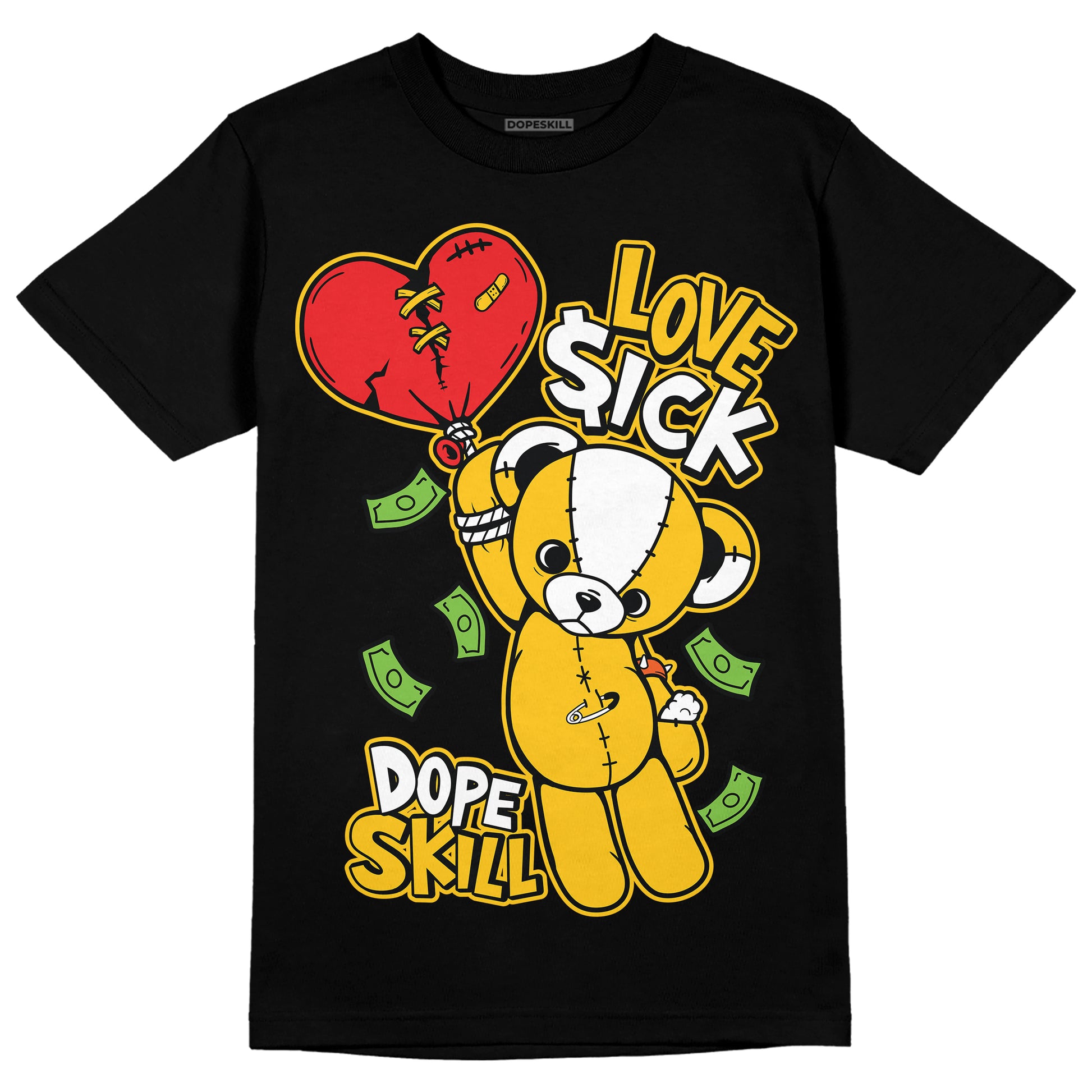 Yellow Sneakers DopeSkill T-Shirt Love Sick Graphic Streetwear - Black