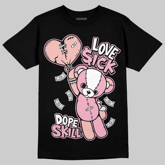 AMIRI White & Pink Stars Court Sneakers DopeSkill T-Shirt Love Sick Graphic Streetwear - Black