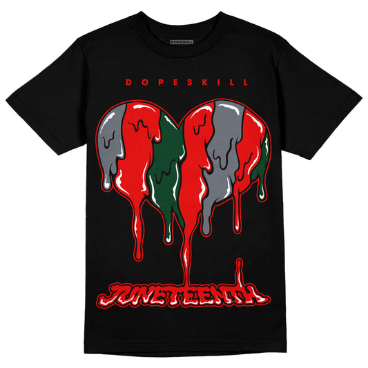 Jordan 2 White Fire Red DopeSkill T-Shirt Juneteenth Heart Graphic Streetwear - Black