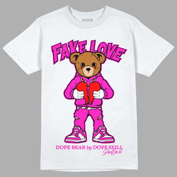 Dunk Low GS “Active Fuchsia” DopeSkill T-Shirt Fake Love Graphic Streetwear - White