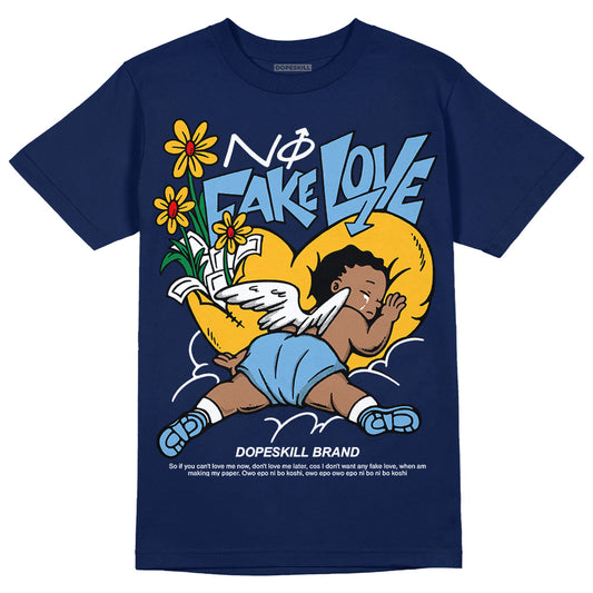 Jordan 1 High OG “First in Flight” DopeSkill Navy T-shirt No Fake Love Graphic Streetwear