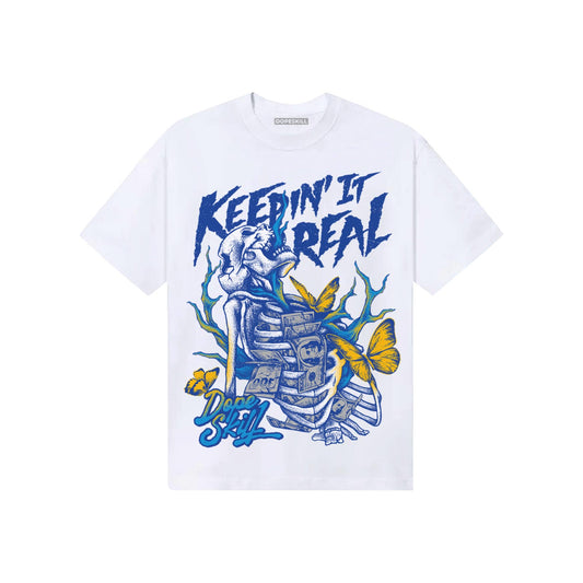 Royal Blue Sneakers DopeSkill T-Shirt Keepin' It Real Graphic Streetwear - White