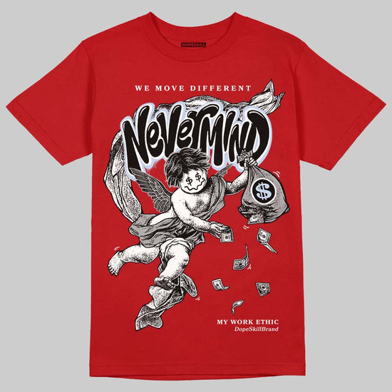 Jordan 5 Retro Fire Red Black Tongue (2025) DopeSkill T-Shirt Nevermind Graphic Streetwear - Red