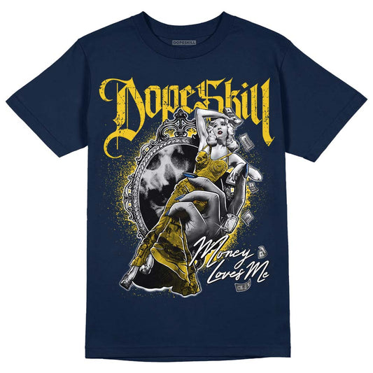 Dunk Low Vintage “Michigan” DopeSkill Midnight Navy T-Shirt Money Loves Me Graphic Streetwear 