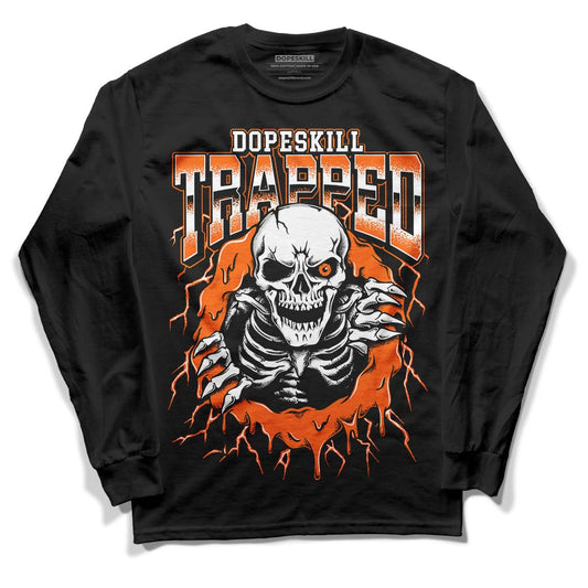 Orange, Black & White Sneakers DopeSkill Long Sleeve T-Shirt Trapped Halloween Graphic Streetwear - Black